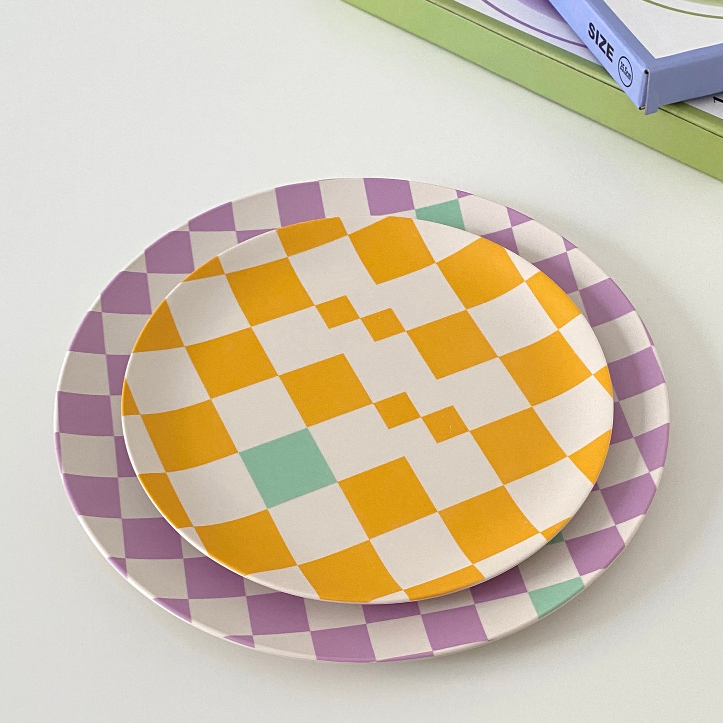 Checkered Bamboo Fiber Plate