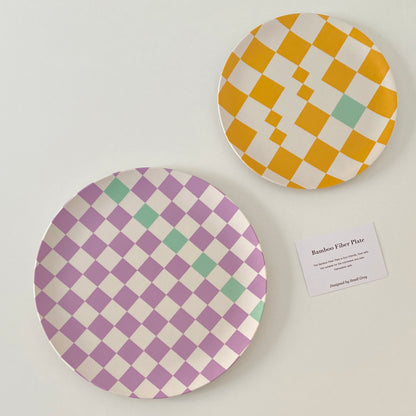 Checkered Bamboo Fiber Plate