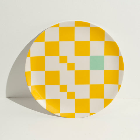 Checkered Bamboo Fiber Plate